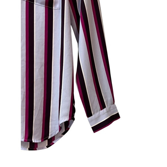 Ann Taylor Women's Blouse Size S Petite Striped V-Neck L/S Pockets Career Work - Picture 6 of 16